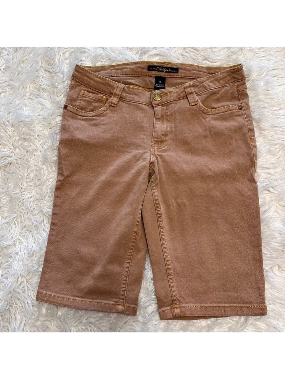 South Pole Women’s Tan Stretch Denim Long Shorts Size 9